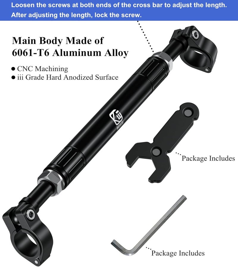 BRCOVAN Aluminum Alloy Cross Bar for Motorcycle, Length Adjustable Design Handlebar Extender Extension, Motorcycle Balance Bar Reinforce Lever Compatible with Handlebar 22mm in Diameter - Image 4